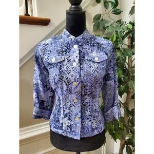 Ruby Rd. Women's Blue Rayon Long Sleeve Buttons Fronts Casual Jacket Size 14P